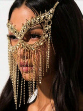 1pc Sparkly Rhinestone Glitter Tassel Masquerade Mask For Women, Personalized Jewelry Facial Accessory For Party